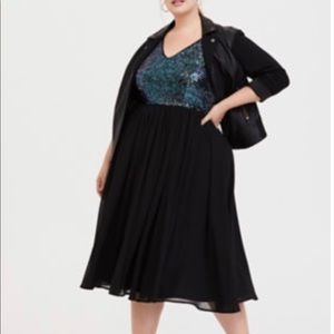 Torrid Black Sequined top black dress.